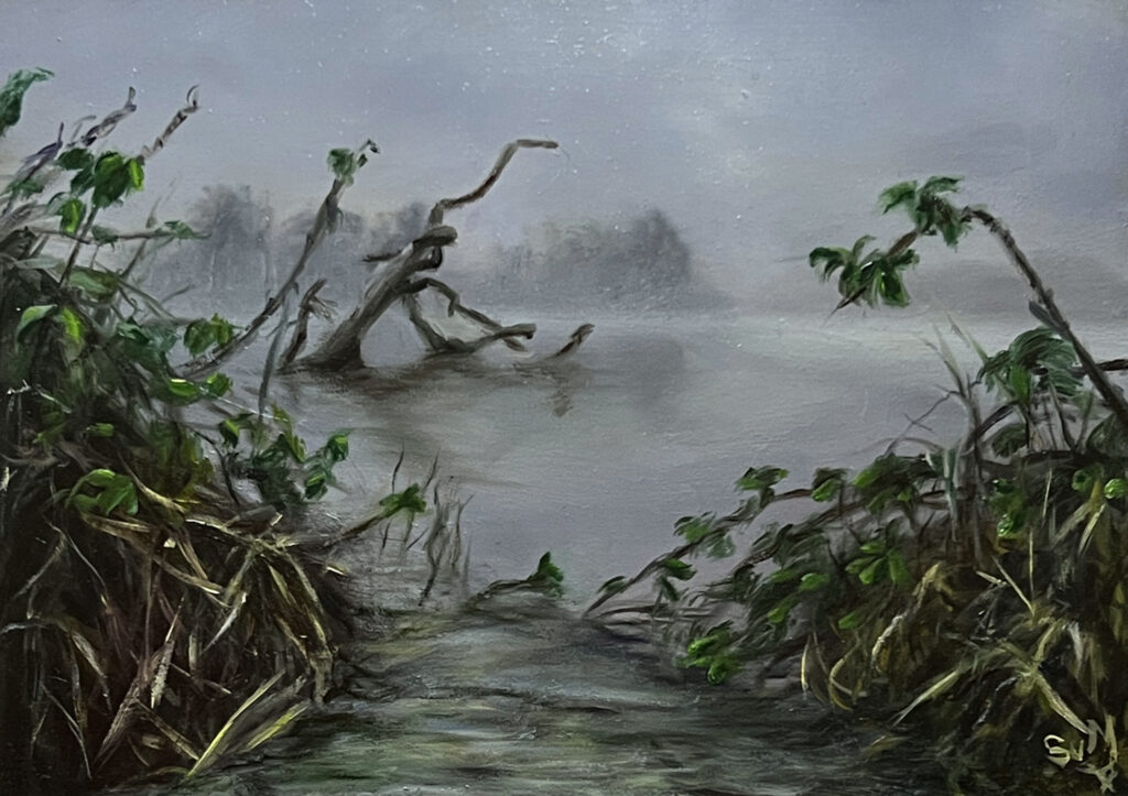 Étang Landscape Oil, Atmospheric painting