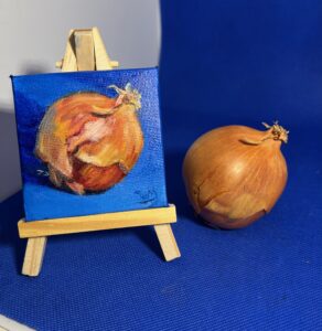 Oil painting of an onion